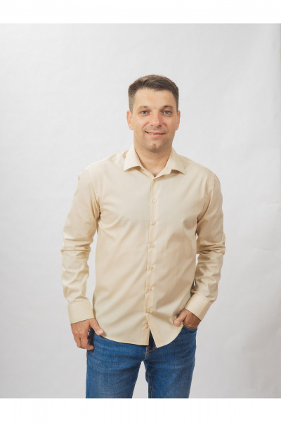 Круглогодичная slim рубашка из хлопка с гладью Nadex 01-088511/204-24 латте - фото 8