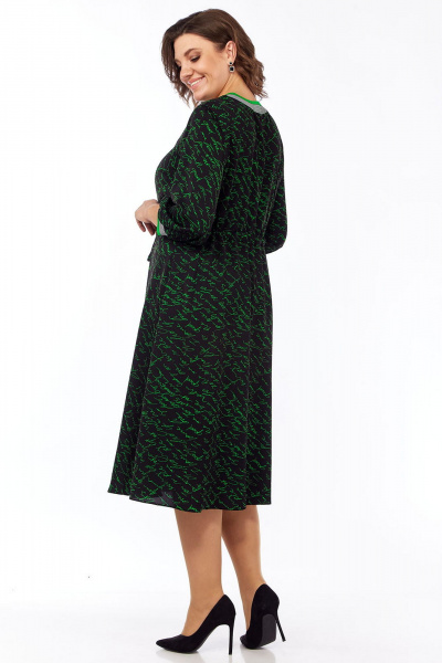 Нарядное платье А-силуэт из шифона с поясом Lady Style Classic 2316/3 черный_зеленый - фото 4