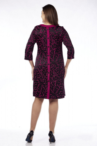 Нарядное вечернее платье из текстиля с рукавами 3/4 Lady Style Classic 2142 черный_малиновый - фото 2