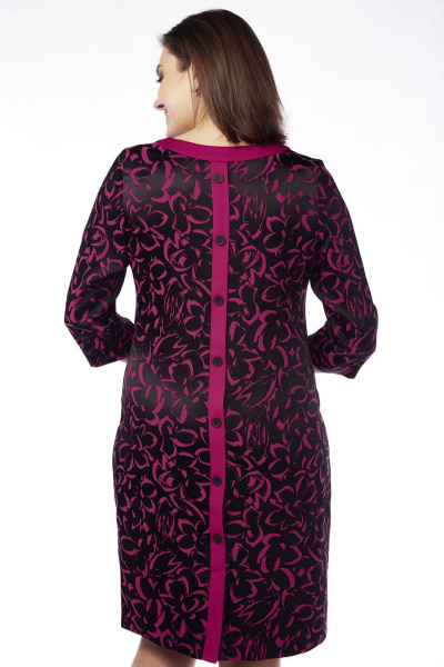 Нарядное вечернее платье из текстиля с рукавами 3/4 Lady Style Classic 2142 черный_малиновый - фото 5