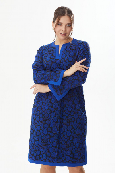 Деловое платье из текстиля с нагрудными вытачками Lady Style Classic 2155/1 синий - фото 3