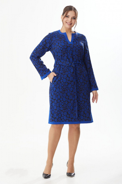 Деловое платье из текстиля с нагрудными вытачками Lady Style Classic 2155/1 синий - фото 1