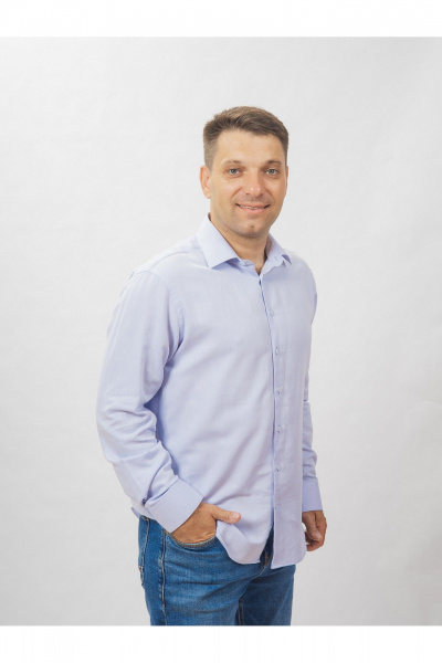 Круглогодичная normal рубашка из хлопка с принтом Nadex 01-088812/501-24 голубой - фото 6