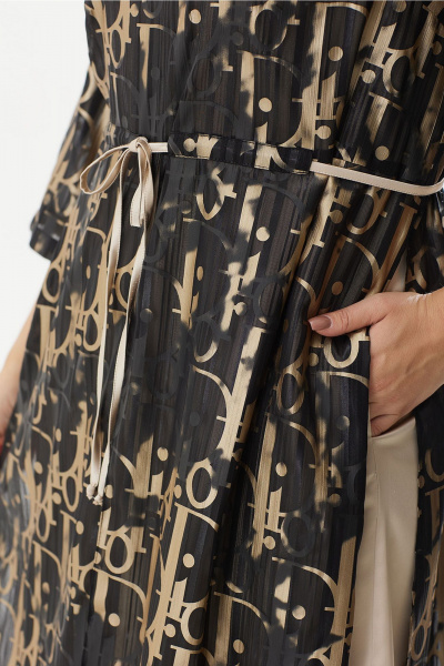 Платье вечернее шифоновое с разрезами и кулиской Lady Style Classic 2429/5 черный с золотым - фото 5