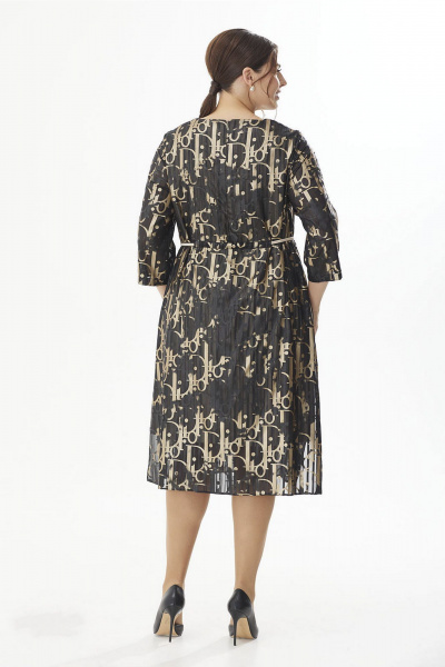 Платье вечернее шифоновое с разрезами и кулиской Lady Style Classic 2429/5 черный с золотым - фото 4