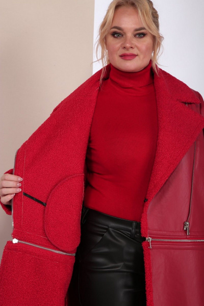 Пальто трансформер из эко-кожи с функцией отстегивания Celentano 2077.2 алый - фото 12