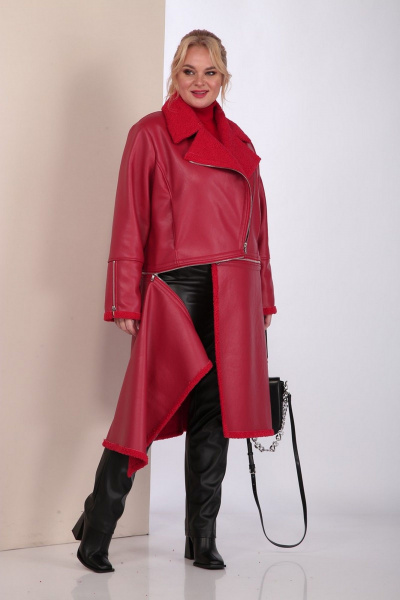 Пальто трансформер из эко-кожи с функцией отстегивания Celentano 2077.2 алый - фото 11