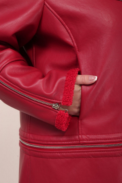 Пальто трансформер из эко-кожи с функцией отстегивания Celentano 2077.2 алый - фото 8