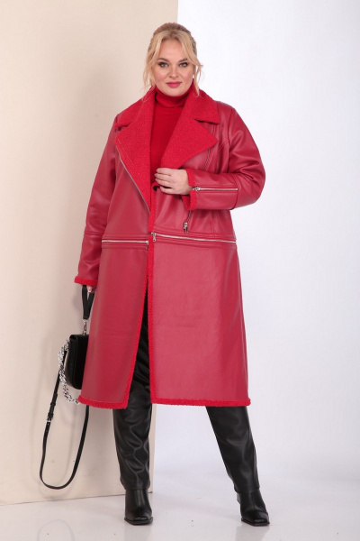 Пальто трансформер из эко-кожи с функцией отстегивания Celentano 2077.2 алый - фото 5