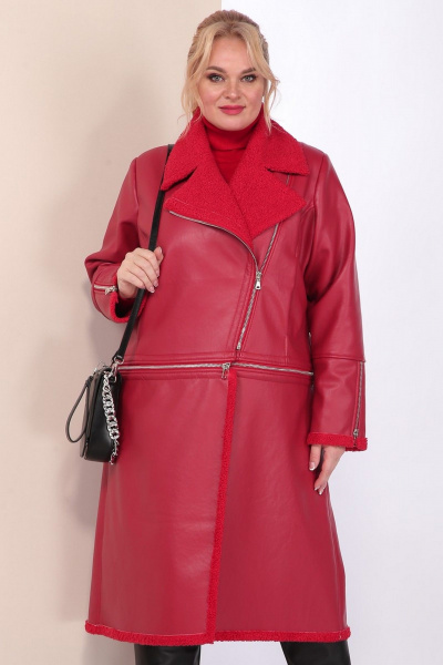 Пальто трансформер из эко-кожи с функцией отстегивания Celentano 2077.2 алый - фото 1