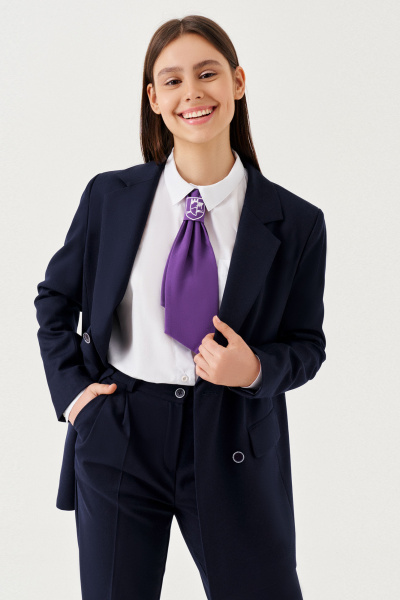 Жакет для девочки с застежкой на петли и карманами Panda Kids 264431-170 Синий - фото 3