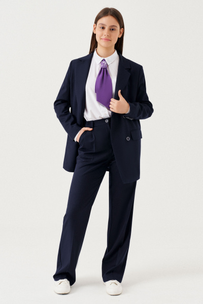 Жакет для девочки с застежкой на петли и карманами Panda Kids 264431-170 Синий - фото 4