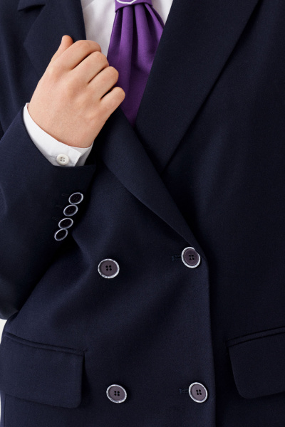 Жакет для девочки с застежкой на петли и карманами Panda Kids 264431-170 Синий - фото 6