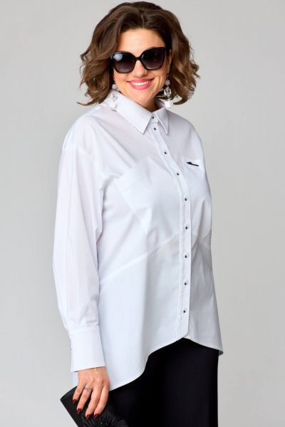 Брюки и жакет из текстиля с ремнем и карманами EVA GRANT 7319 белый - фото 6