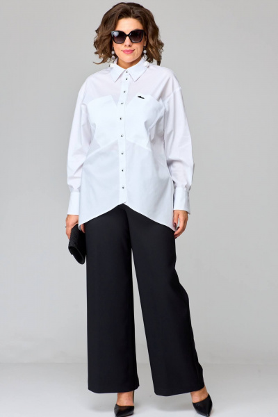 Брюки и жакет из текстиля с ремнем и карманами EVA GRANT 7319 белый - фото 4