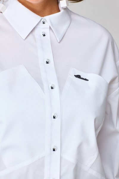 Брюки и жакет из текстиля с ремнем и карманами EVA GRANT 7319 белый - фото 3