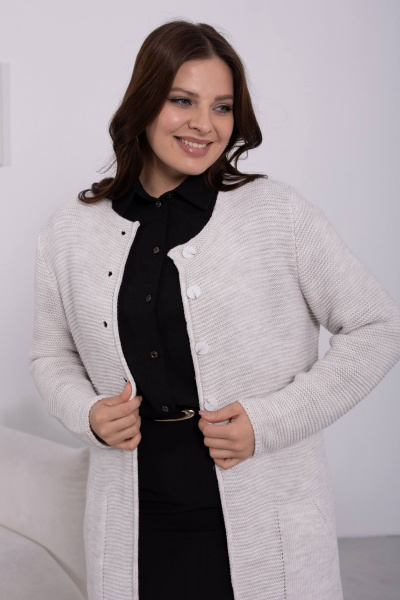 Кардиган вязаный из трикотажа с длиной свободной посадки Romgil 906ПТЗ светло-бежевый - фото 5