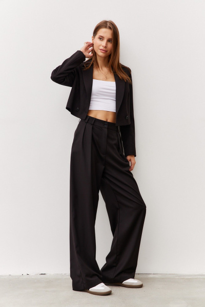 Деловой жакет и комплект брюк или юбки для офиса Luitui R3006 черный - фото 6