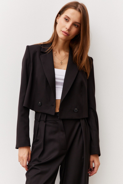 Деловой жакет и комплект брюк или юбки для офиса Luitui R3006 черный - фото 4