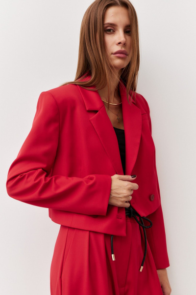 Жакет красный из текстиля в деловом стиле Luitui R3006 красный - фото 4