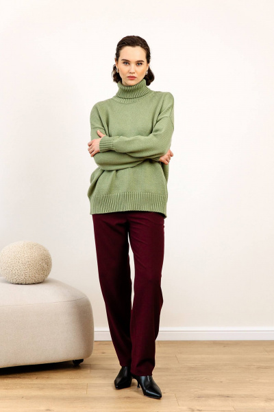 Демисезонное платье с разрезом из трикотажа Romgil РВ0003-ШЕ1 светло-оливковый - фото 6