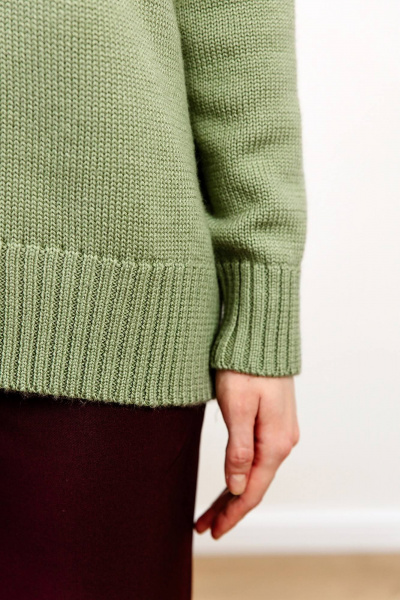 Демисезонное платье с разрезом из трикотажа Romgil РВ0003-ШЕ1 светло-оливковый - фото 5