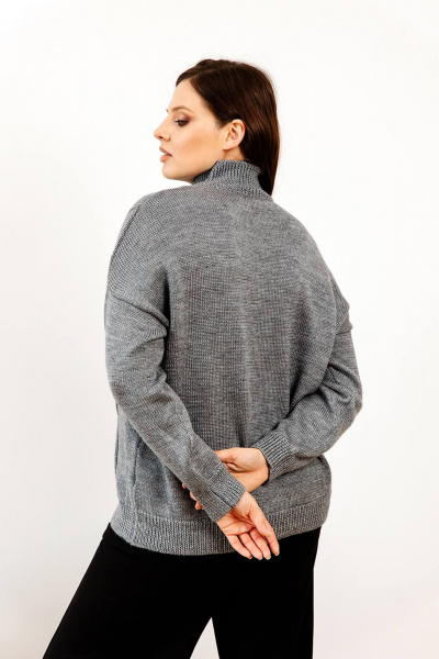 Демисезонный джемпер оверсайз из трикотажа Romgil РВ0088-ШЕ5 серый - фото 2