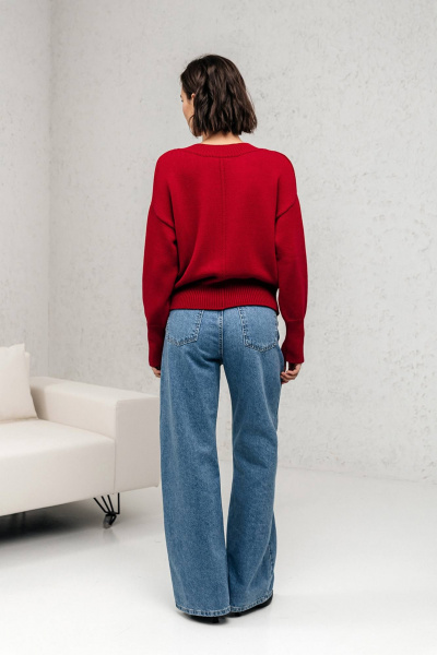 Джемпер жіночий прямий з жаккардом та рукавом рубашкою Romgil РВ0129-ХЛ2 глубокий_красный - фото 5