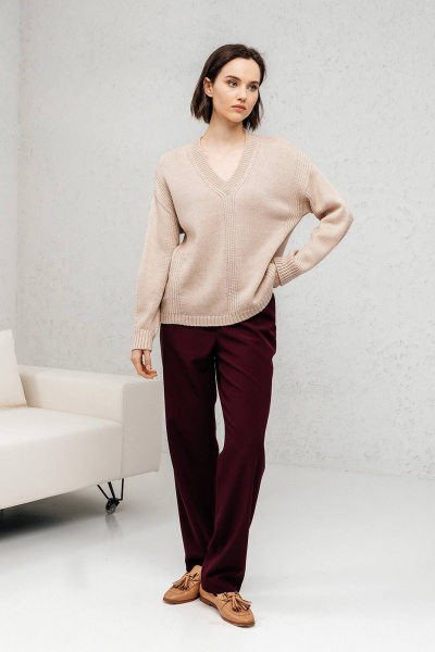 Базовый джемпер с длинным рукавом бежевого цвета Romgil РВ0133-ШЕ5 светлый_опаловый - фото 5