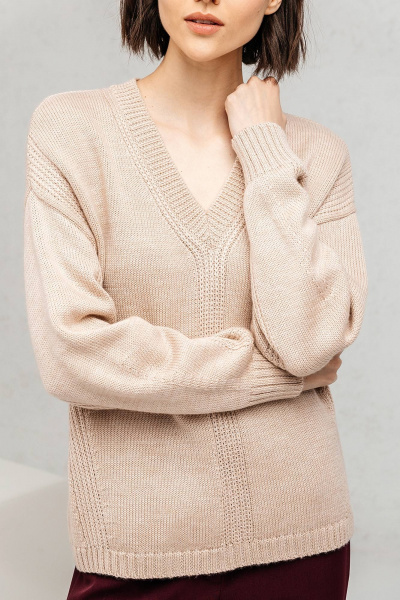 Базовый джемпер с длинным рукавом бежевого цвета Romgil РВ0133-ШЕ5 светлый_опаловый - фото 3