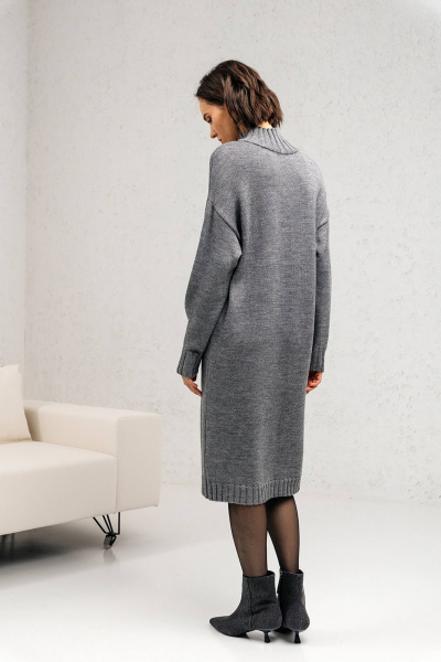 Платье теплое из трикотажа с воротником-стойкой Romgil 946ШТЗ серый - фото 2