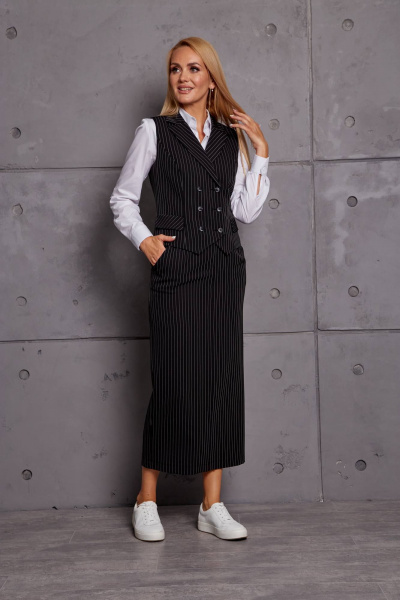 Демисезонный комплект юбка и жилет из текстиля Azzara 964 - фото 1