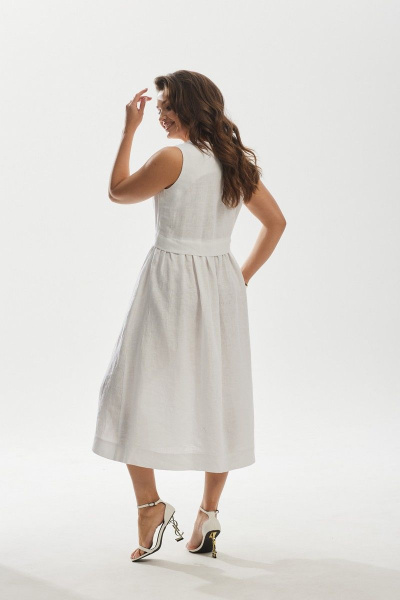 Платье с вышивкой и юбкой расширенной к низу летнее MALI 424-032 молочный - фото 11