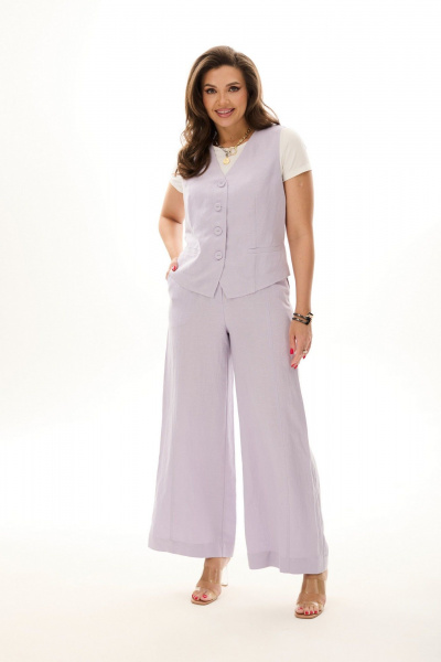 Брюки и жилет на молнии с расширенным к низу силуэтом лето MALI 724-030 лаванда - фото 2