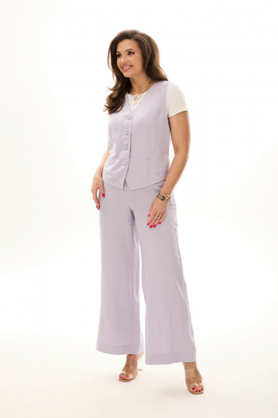 Брюки и жилет на молнии с расширенным к низу силуэтом лето MALI 724-030 лаванда - фото 1
