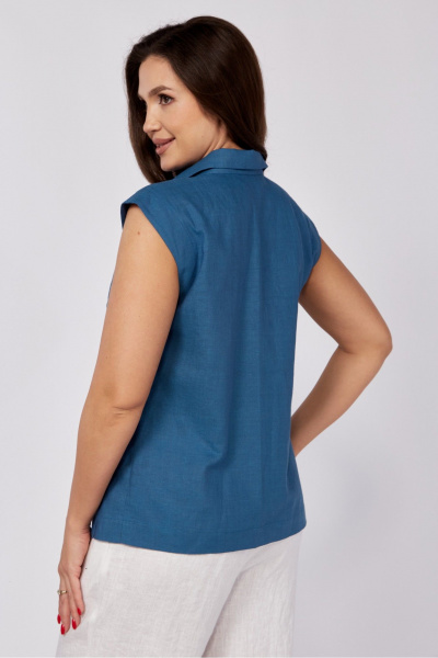 Блуза с застежками и полуприлегающим силуэтом лето MALI 624-018 море - фото 8