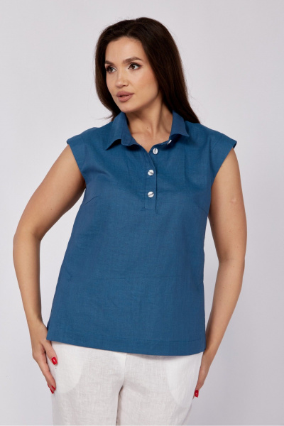 Блуза с застежками и полуприлегающим силуэтом лето MALI 624-018 море - фото 7