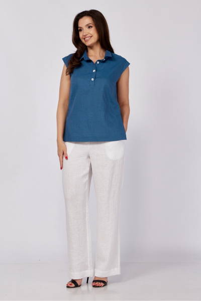 Блуза с застежками и полуприлегающим силуэтом лето MALI 624-018 море - фото 2