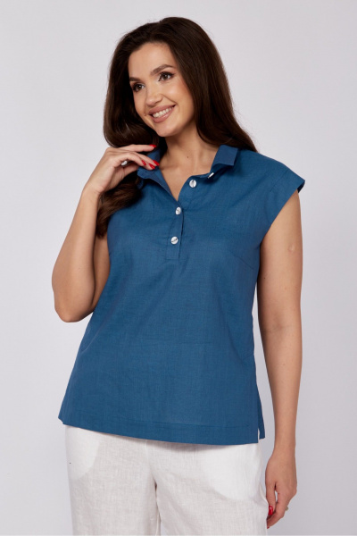 Блуза с застежками и полуприлегающим силуэтом лето MALI 624-018 море - фото 1