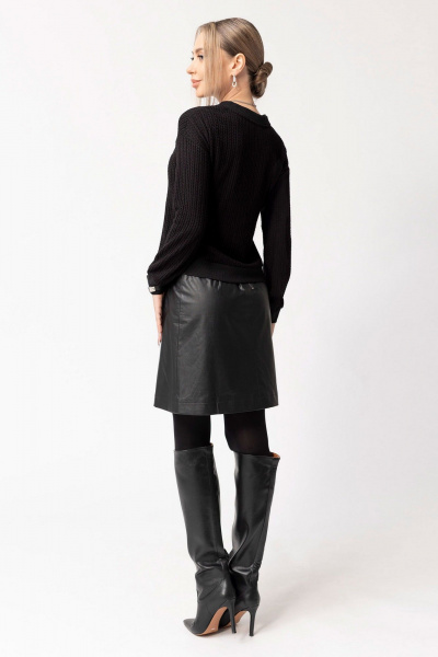 Блузон расширенного силуэта с длинным рукавом и отрезной планкой Golden Valley 6556 черный - фото 2