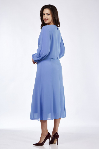 Платье на торжественный случай с пуговицами и плиссе Lady Style Classic 2688/1 голубой - фото 2
