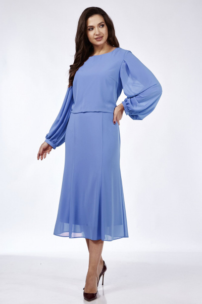 Платье на торжественный случай с пуговицами и плиссе Lady Style Classic 2688/1 голубой - фото 3