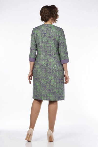 Платье демисезонное в мультиколор с коротким рукавом Lady Style Classic 1758/4 зеленый_сиреневый - фото 2