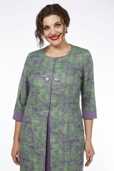 Платье демисезонное в мультиколор с коротким рукавом Lady Style Classic 1758/4 зеленый_сиреневый - фото 4