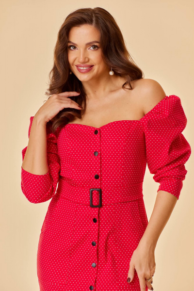 Платье миди облегающее с рельефами и спущенным плечом Sisters Solonko М-303 - фото 3