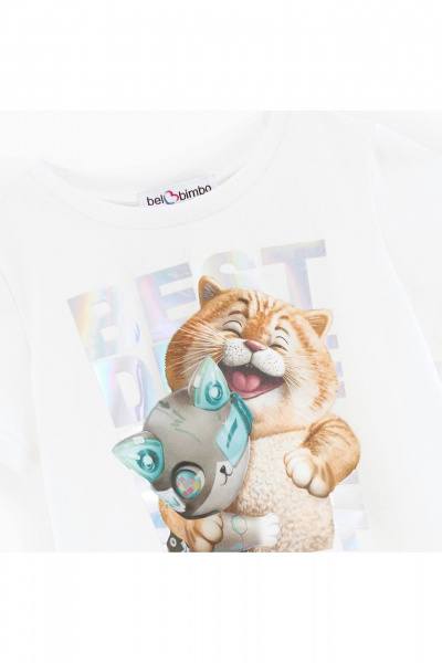 Белая майка из хлопка с дизайнерским декором Bell Bimbo 242002 молоко - фото 2