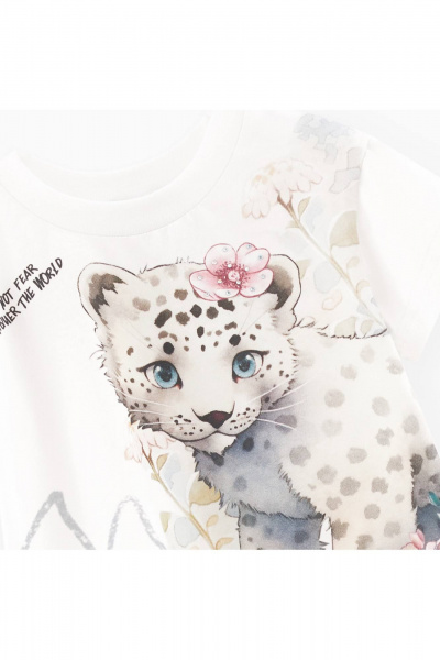 Белая футболка с сеткой и стразами из хлопка Bell Bimbo 242014 молоко - фото 2