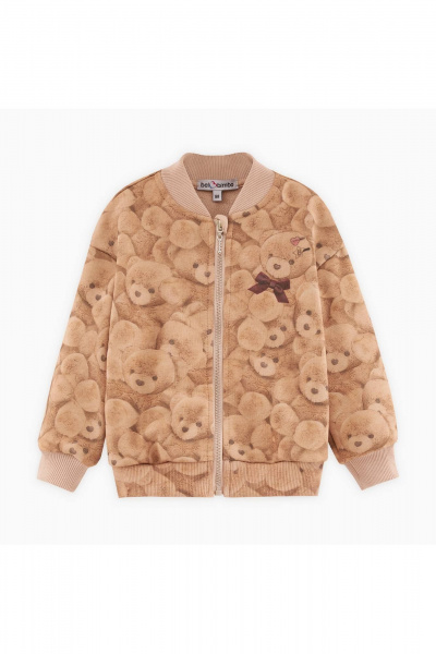 Бежевый жакет-бомбер из трикотажа с принтом Bell Bimbo 242021 набивка/бежевый - фото 1
