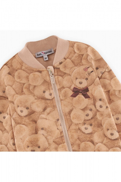 Бежевый жакет-бомбер из трикотажа с принтом Bell Bimbo 242021 набивка/бежевый - фото 2