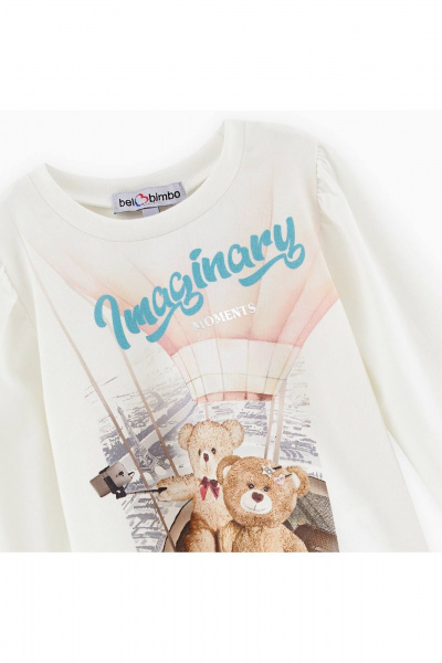 Белый джемпер из трикотажа с принтами Bell Bimbo 242022 молоко - фото 2